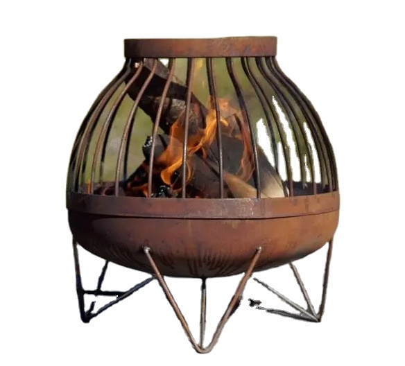 Corten customized outdoor Furniture garden fire pit metal fireplace with grill plate
