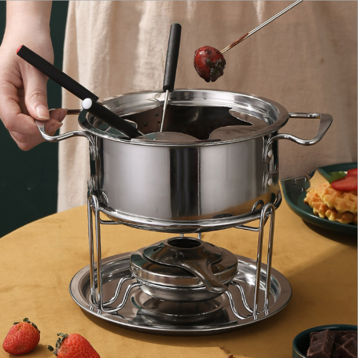 Stainless steel Fondue Pot Cheese And Chocolate Fondue Set cheese fondue