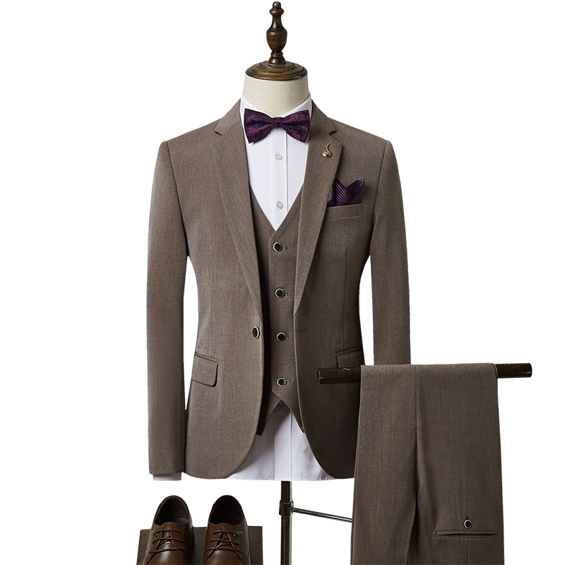 Men'S Slim Fit 3 Piece Party Prom Business Wedding One Button Single Breasted Solid Color Suits Blazer Tuxedo+Vest+Trousers