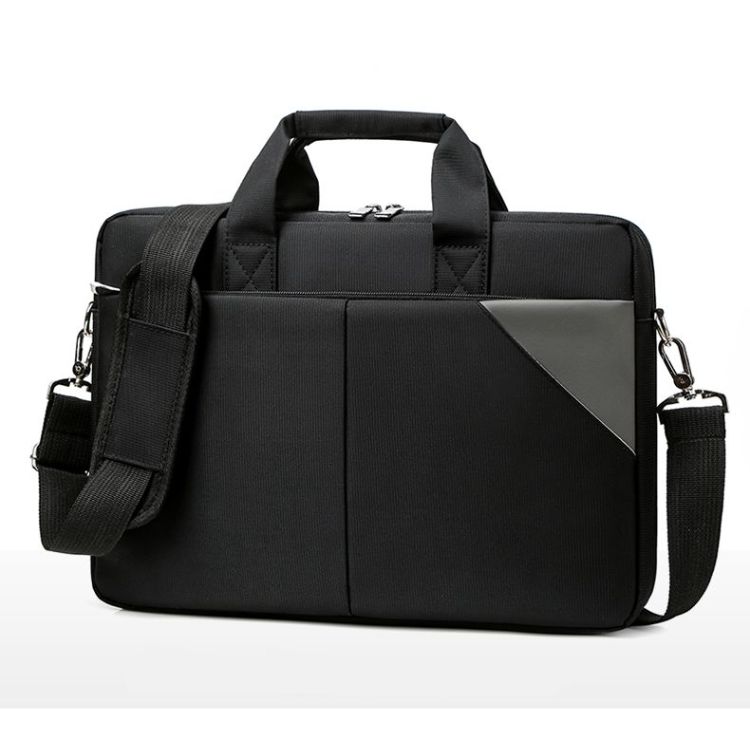 High Quality Custom Logo Large Portable Lightweight Adjustable Black Laptop Shoulder Bag