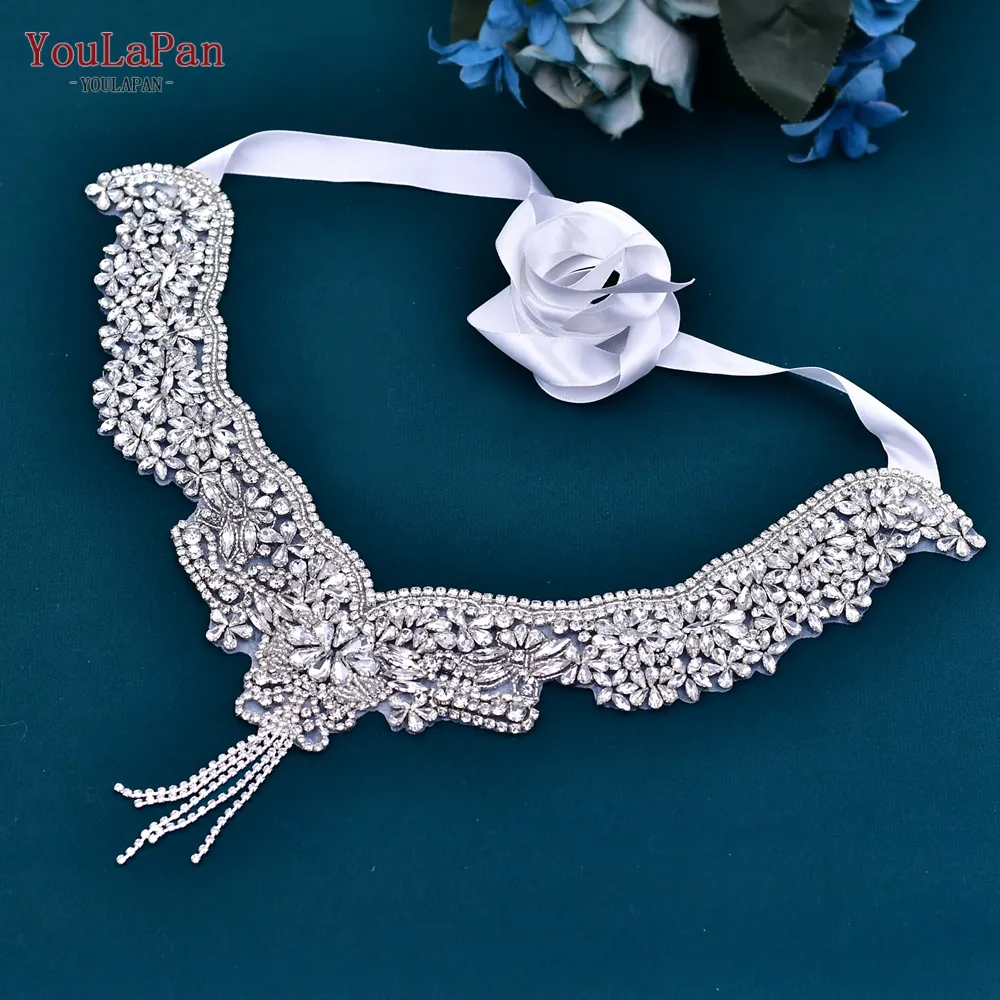 YouLaPan SG38 Popular Silver Rhinestone Patch Ribbon Shawl Party Wedding Accessories Women Bridal Shawl