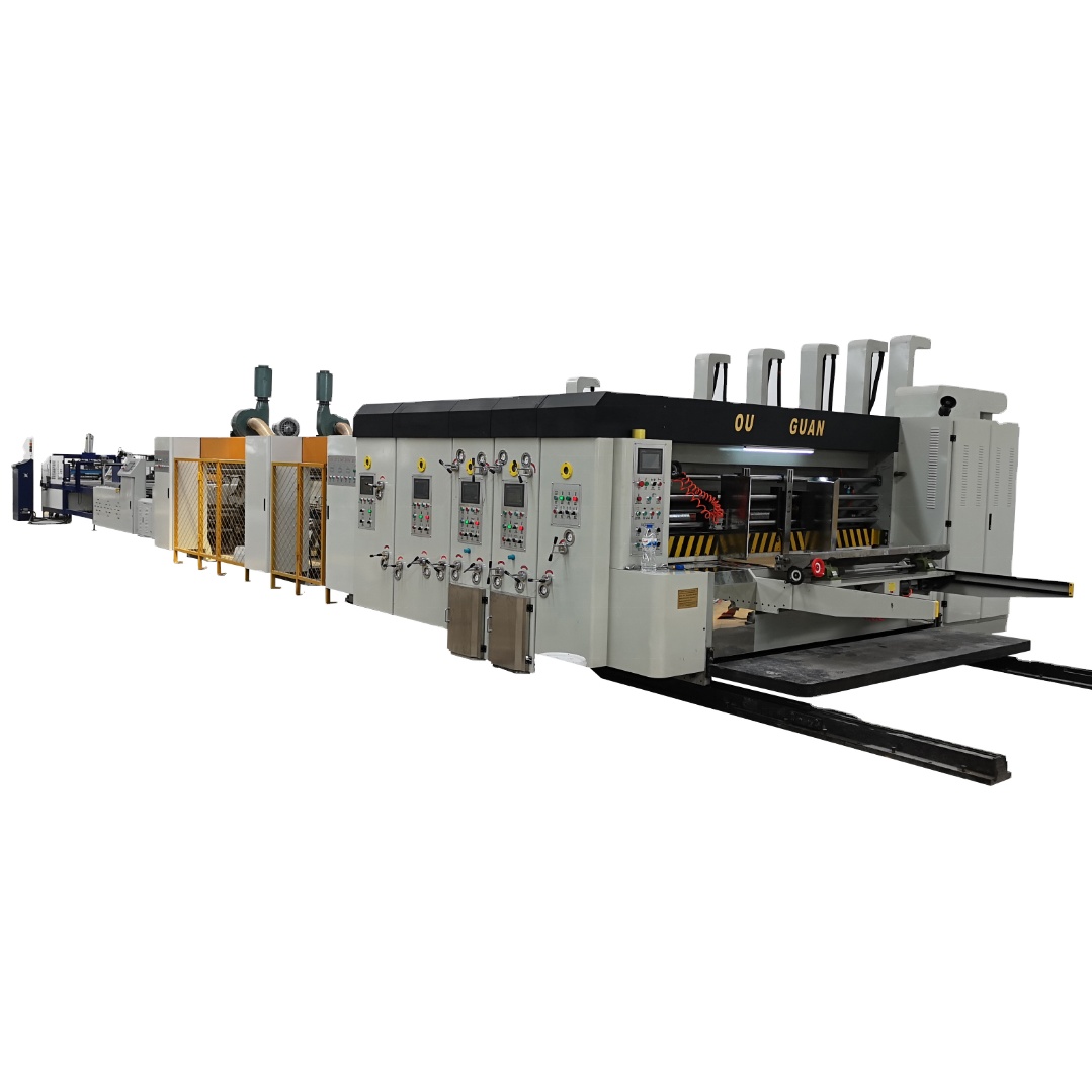 Automatic corrugated cardboard flexo printing die cutting folder gluing bulding machineg in line