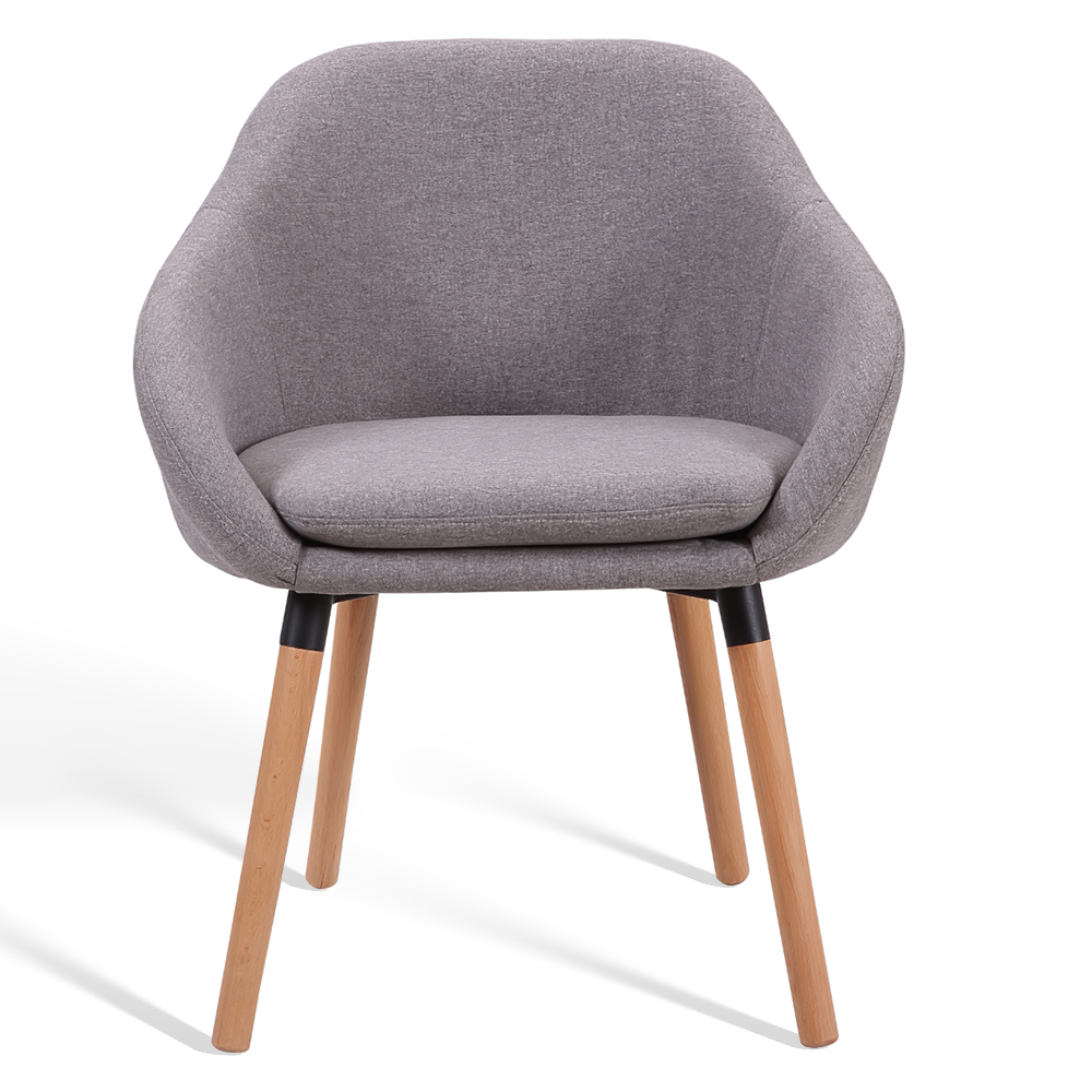 Customized Wholesale Solid Wood Legs Modern Fabric Upholstered Home Dining Room Chairs with Arm