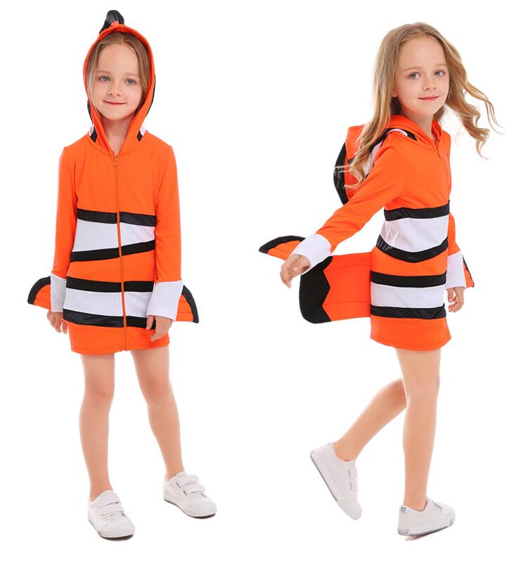 Halloween dress cosplay clothes Dis ney Finding Nemo Deluxe Costume clownfish cosplay for mother and child jumpsuits