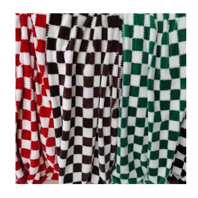 Soft plush fabric Faux Fur 100% polyester lamb wool chessboard printed plush pillow clothing