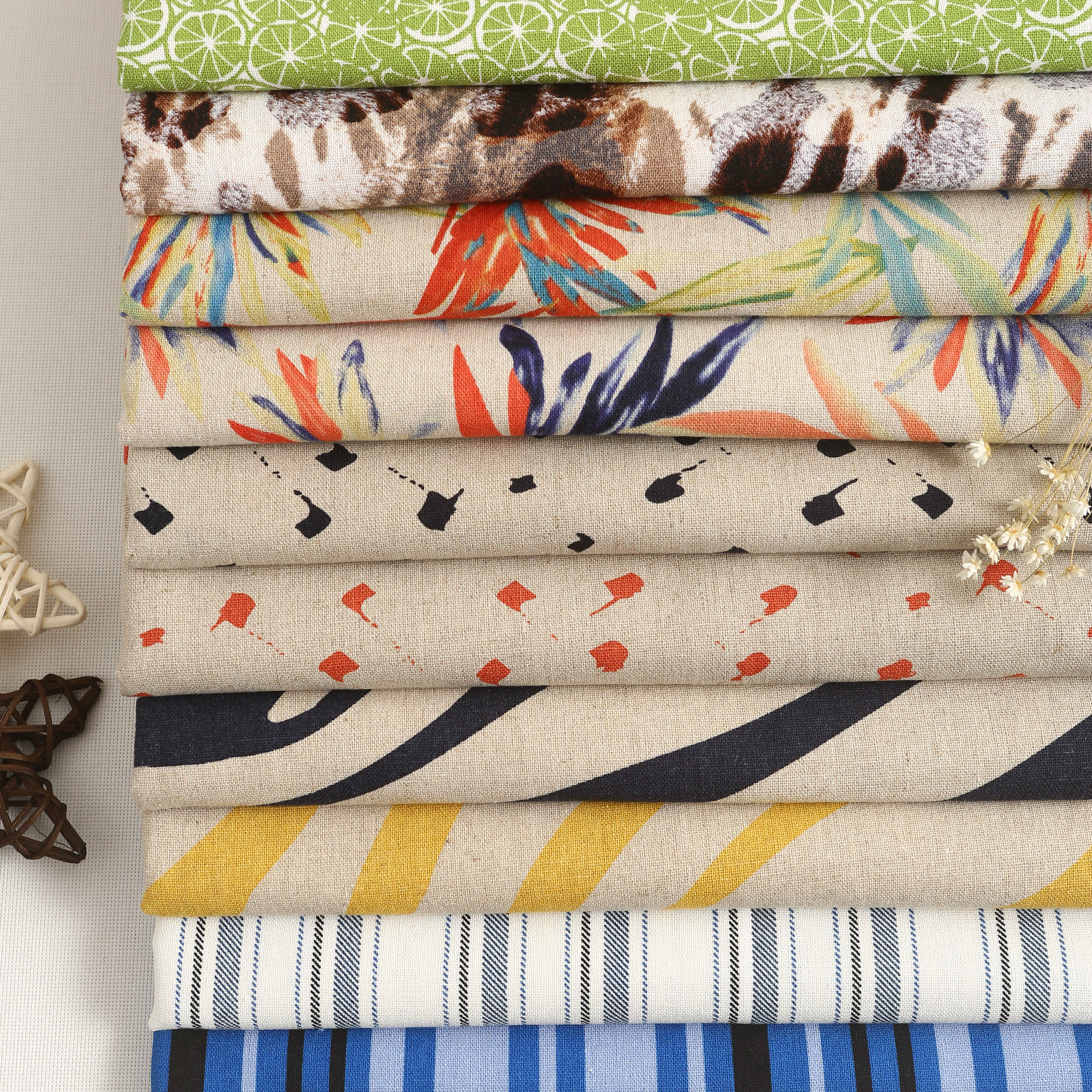 wholesale in keqiao High Quality Factory Custom 30 Linen 70 Rayon Print Dress Fabric Printed