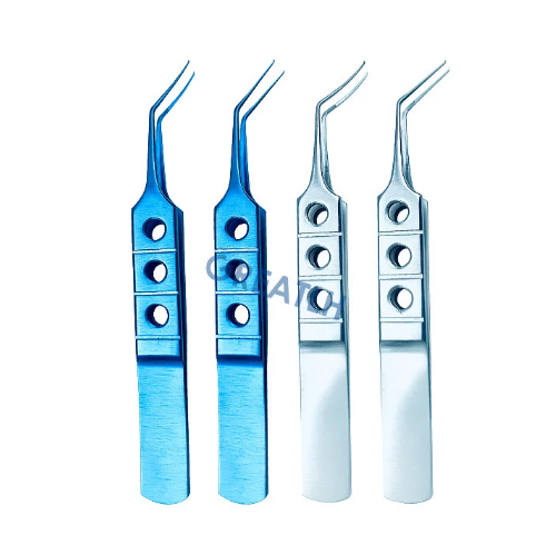 Capsulorhexis Tweezers Ophthalmic Surgical Instruments Eye Surgery Head for Medicine Used Reusable Titanium Angled Straight Ce