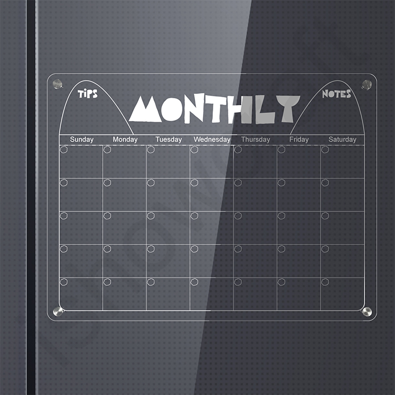 Acrylic Magnetic Dry Erase Calendar Board for Fridge,Monthly Clear Calendar for Refrigerator, Acrylic WhiteBoard