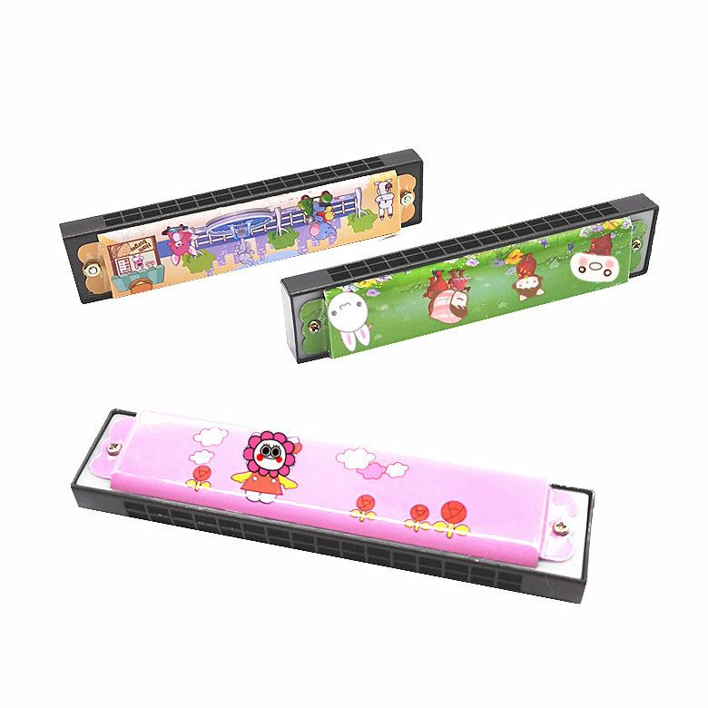 Harmonica Children Colorful Painting Double Row Sixteen Hole Hamonica Musical Instrument Wholesale