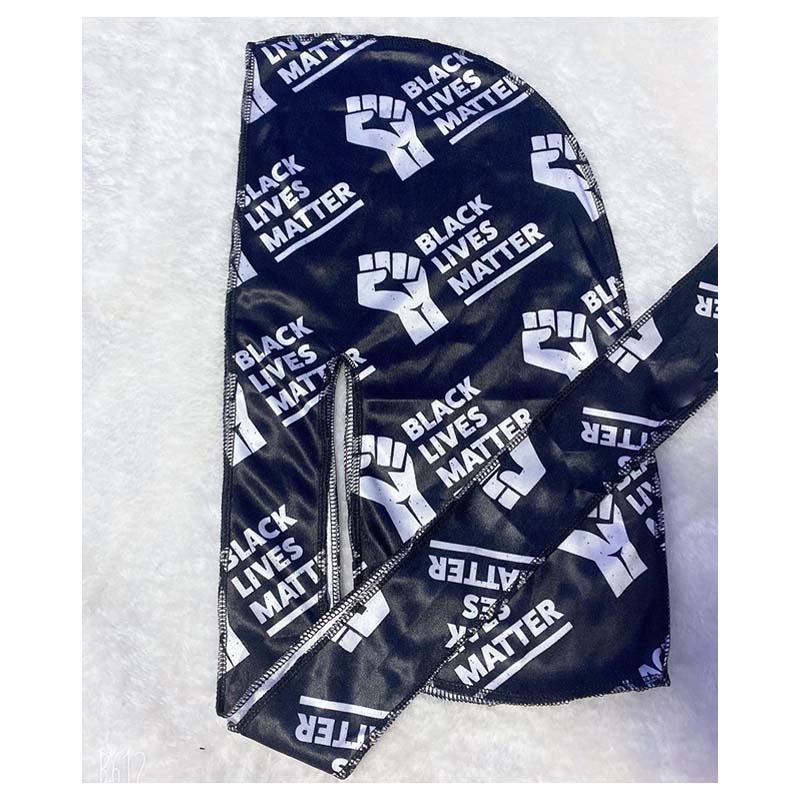 Оптовая продажа 360 волнистых черных сублимационных узоров для волос Durag, мужские шелковистые дизайнерские шляпы Durag от поставщика