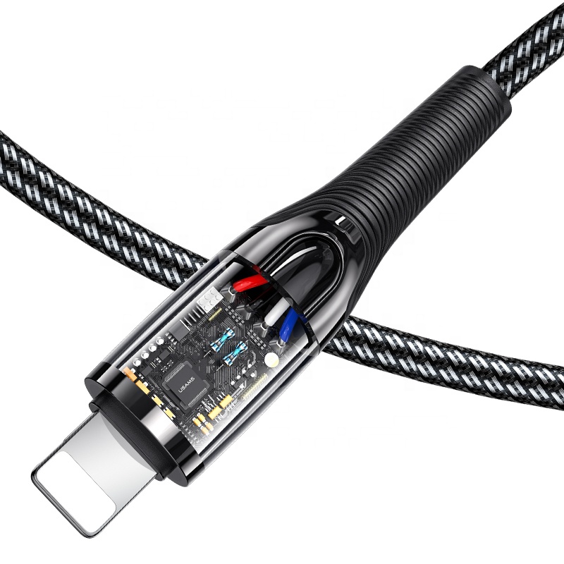 USAMS high quality charging cable led c type mobile phone data cables quick charge for iPhone