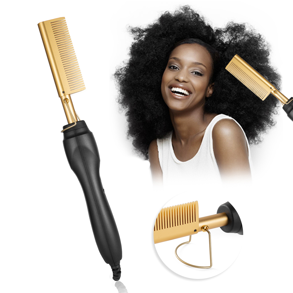 metal electric straight iron mini titanium heat pressing custom hair hot comb