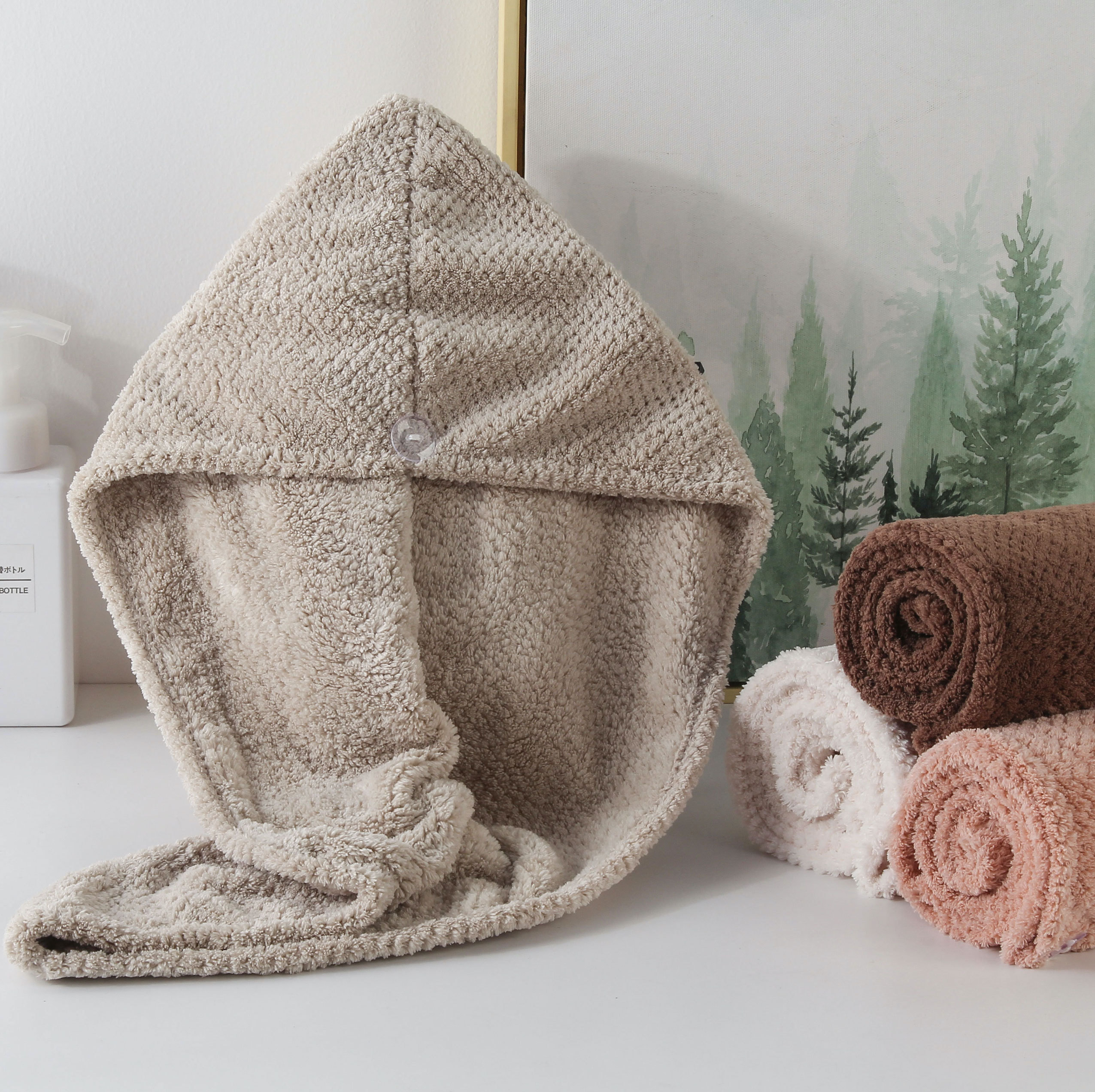 wash hair wrap towel quick drying microfiber hair wrap shower head cap support customized logo hair cap