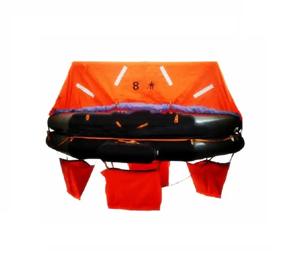 8 man throwing life vest inflatable liferaft A pack life raft boat liferaft life vest