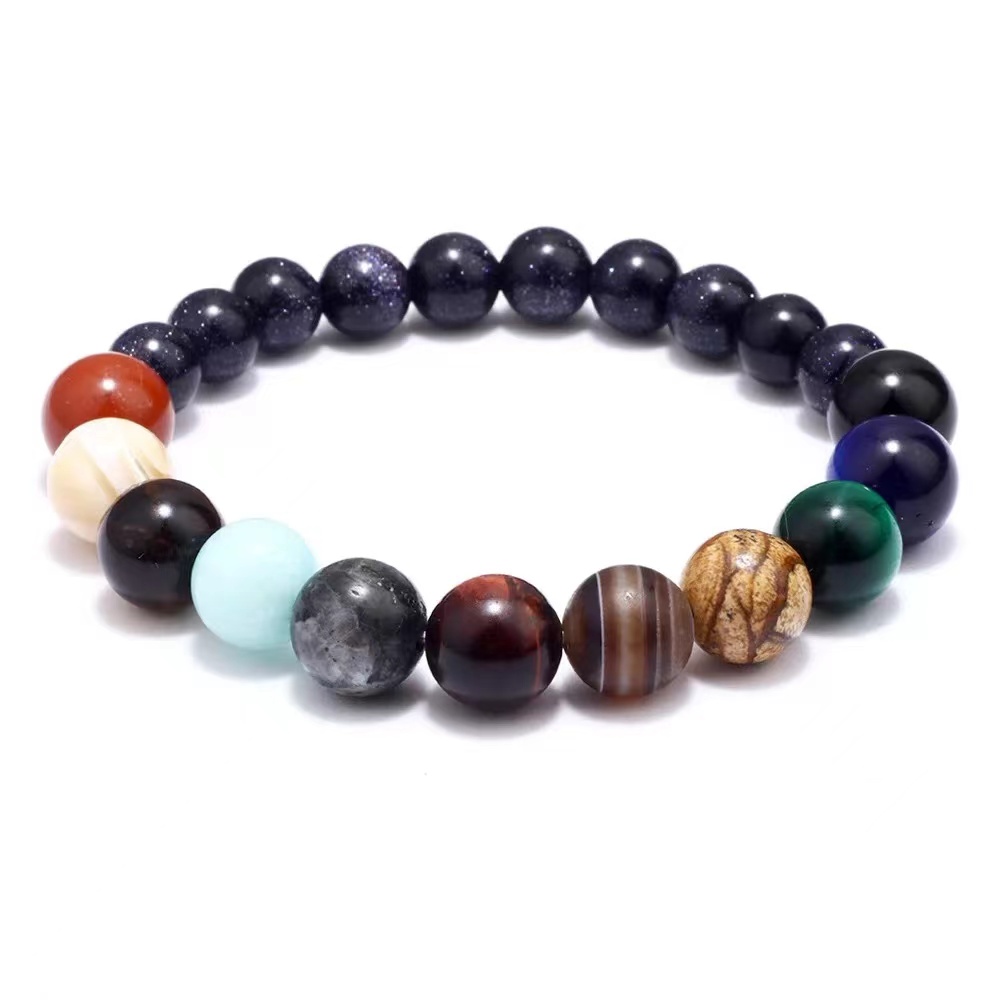 7 Chakra Healing Planet Natural Volcanic Lava Mala Meditation Stone Beads Bracelet Package mail
