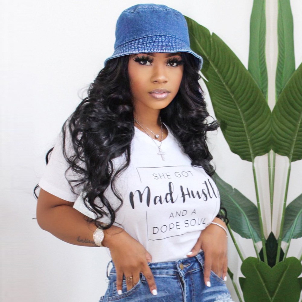 Wholesale new arrivals women plus size fashion letter print tops blouses and t shirts 2020 new designs