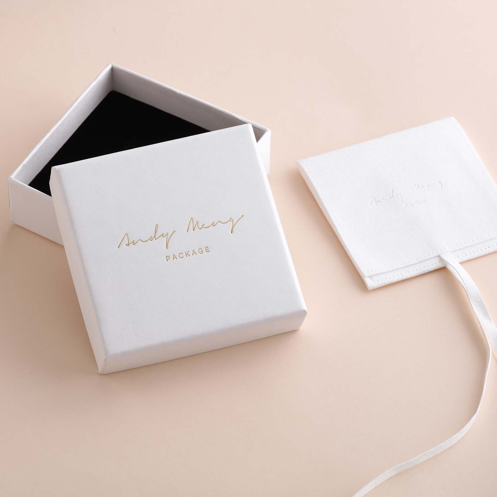 PandaSew Custom Logo Printed Lid & Base Foam Filled Rigid Cardboard Paper Gift Necklace Ring Packaging Jewelry Box