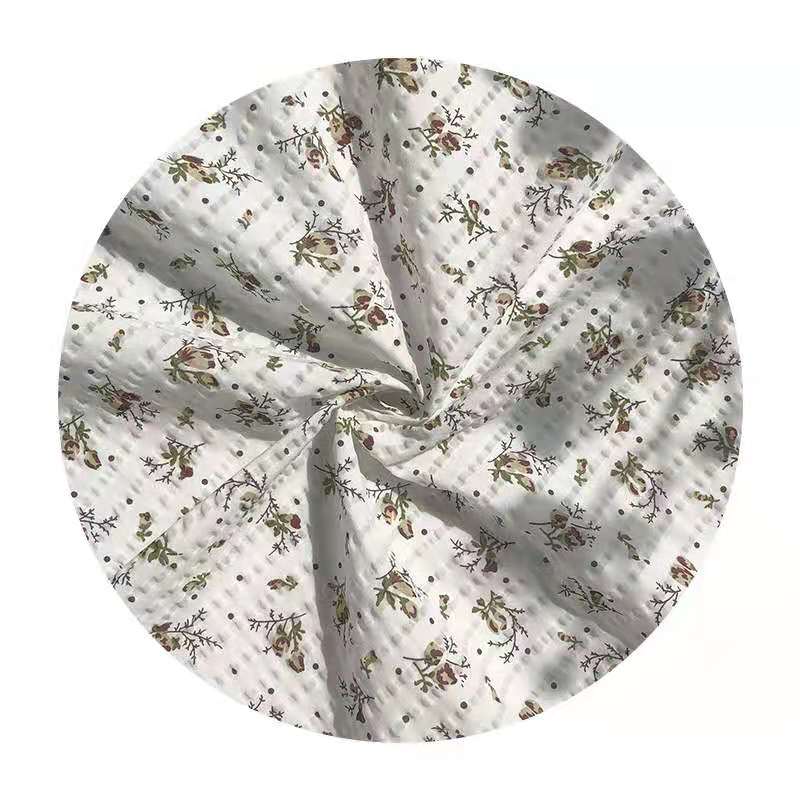 100% cotton printed bubble cloth 2021 spring/summer fashion new dress fabrics for clothing