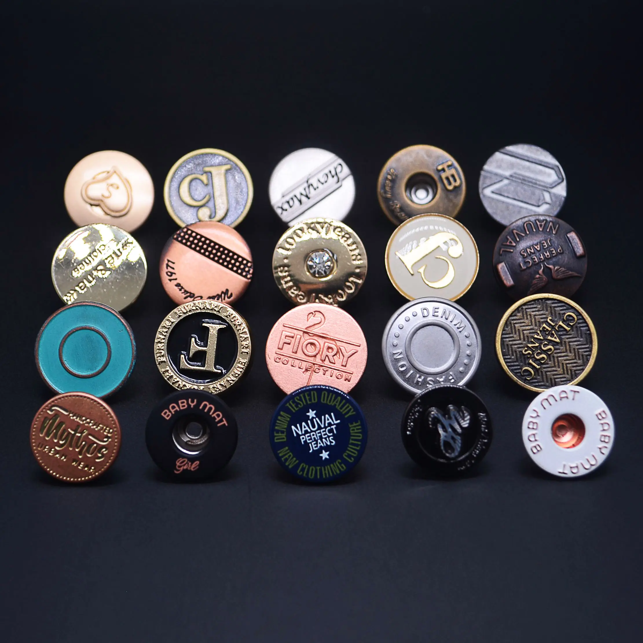 Logo Customized Brass Zinc Alloy Metal Custom Denim Jean Button Rivets Push Buttons