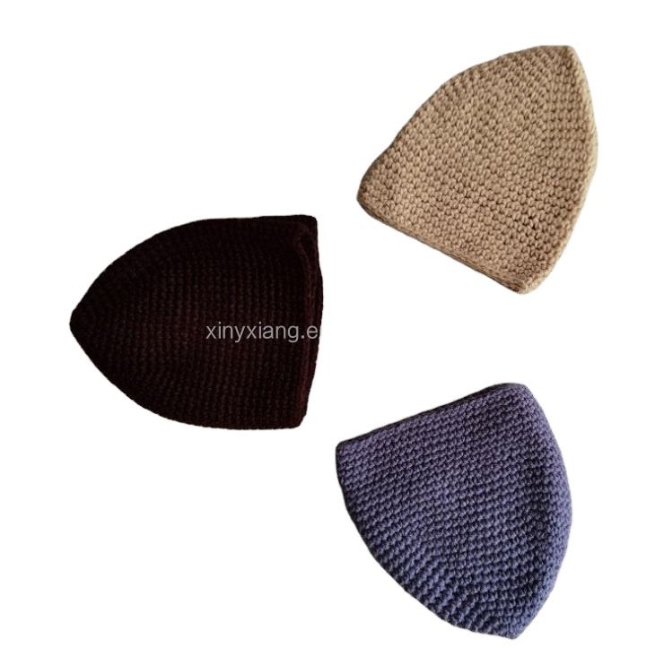 Заводская индивидуальная мусульманская шапка Kufi, женская вязаная шапка для девочек, облегающие шапки, мужская шапка с черепом, вязаная вручную облегающая шапка, вязаная крючком шапка