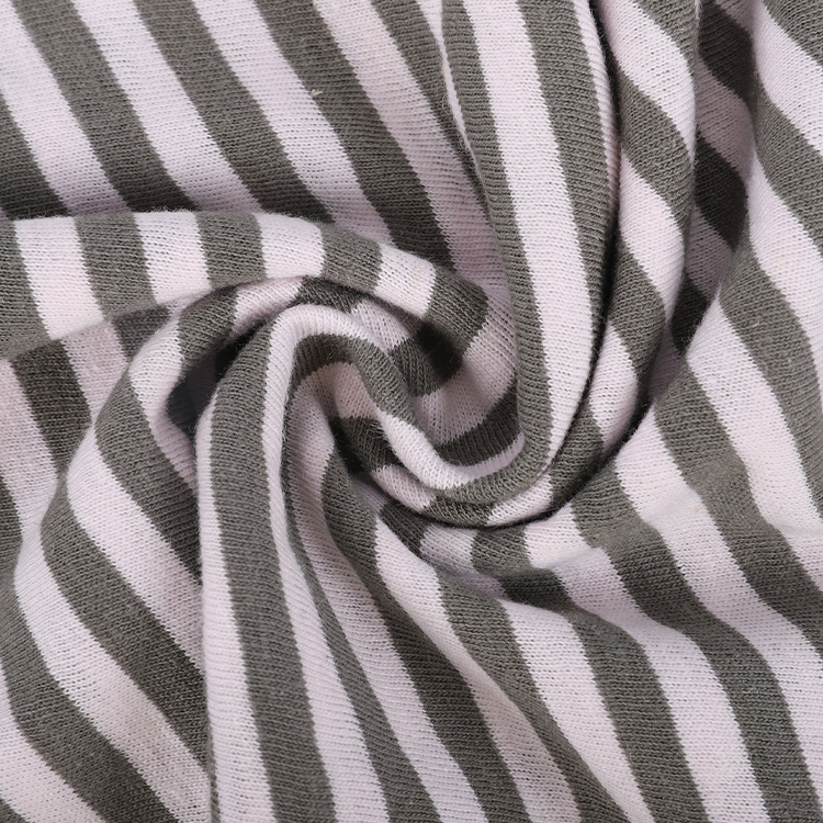 Soft 50% Linen 50% Cotton Yarn Dyed Feeder Knitted Stripe Jersey Fabric for Garment Trousers T-Shirt