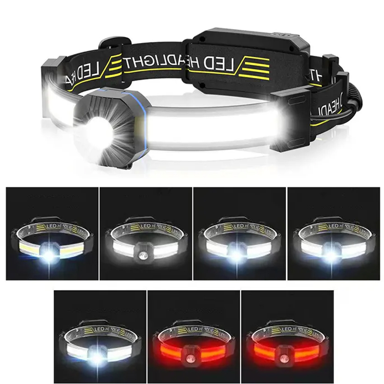 Hot Sale High Lumen Type-c Charging LED COB Waterproof Headlamp Hiking Camping Working Repairing Head Torch