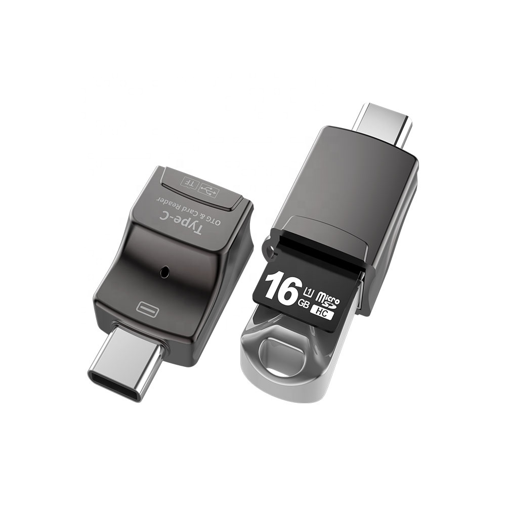 Логотип под заказ 2 в 1 USB C концентратор Тип C для TF кардридера, USB C для USB адаптер OTG кардридер