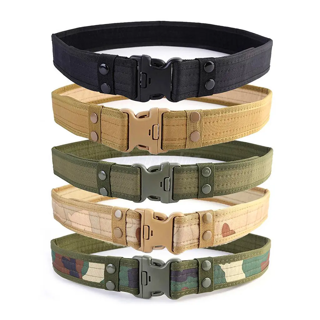 New Style Outdoor Heavy Duty Custom Adjustable Military Tactical Waist Belt With Quick-Release Plastic Buckle Police Canvas Belt