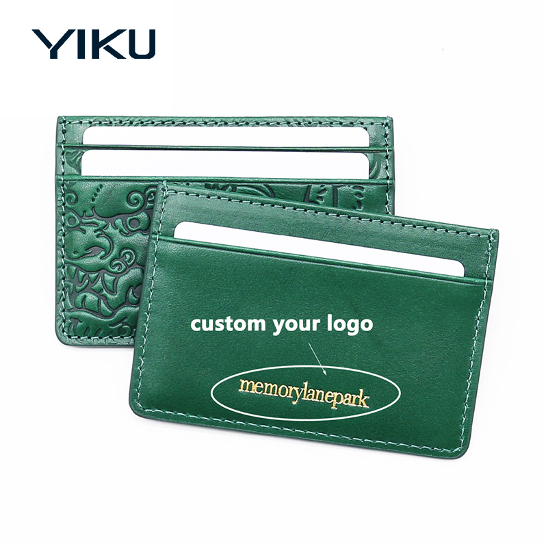 classic custom logo gift genuine leather card case wallet slim business bank ID credit card holder for women