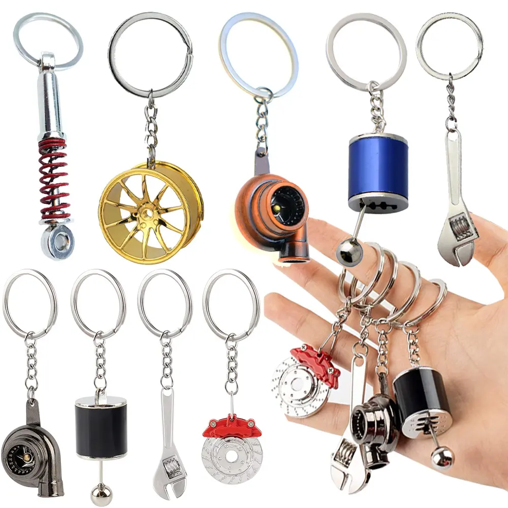portachiavi piston gift Car Interior Accessories turbo gear hub pendant brake disc shock absorber keychain car metal keychain
