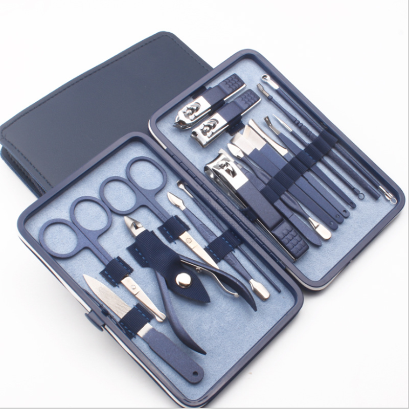 wholesale best selling blue manicure set pedicure set nail care tools kit 4 7 10 12 15 18 pcs