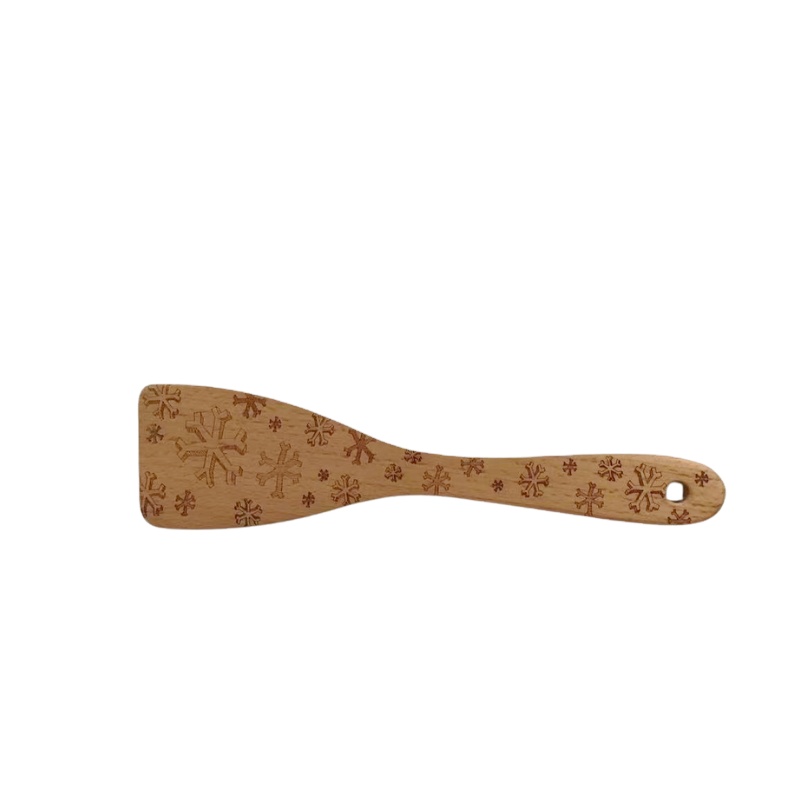 Eco Material Pieces natural Kitchen Tools Set Resistant Cooking Feature Natural custom engraved logo Wooden Spatula