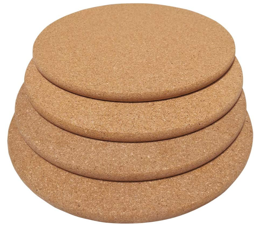 Cork Trivets Kitchen Heat Mat Round Trivet, Hot Pot Holder Pads for Kitchen 9-Inch Each 4 Round-9-Inch