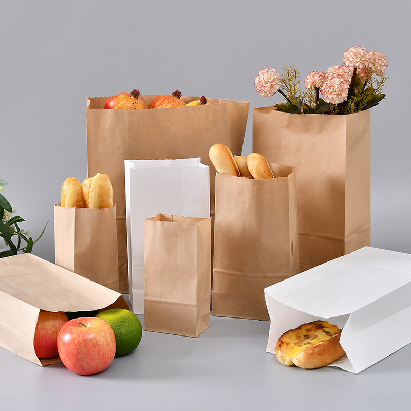 Recycled lunch bags take away bag with logo printed brown kraft paper bag