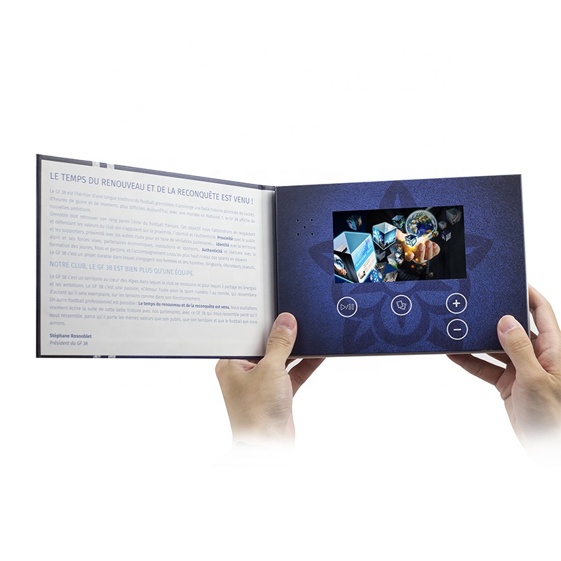 Custom Hardcover 5 Inch IPS Digital LCD Video Book Video Booklet for Sports Advertising