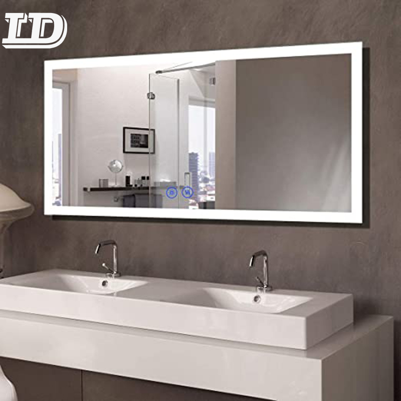 New design Wall Hung Backlit Bathroom Mirror Smart illuminated bathroom mirror with touch screen