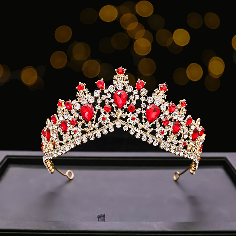 Fashion Baroque Luxury Crystal Bridal Crown Light Gold Diadem Tiaras For Women Bride Wedding Hair Accessories