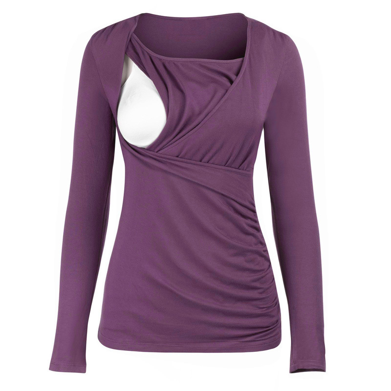 Long sleeve round collar maternity T shirt pregnant woman lady sport outerwear lady yoga nursing clothes