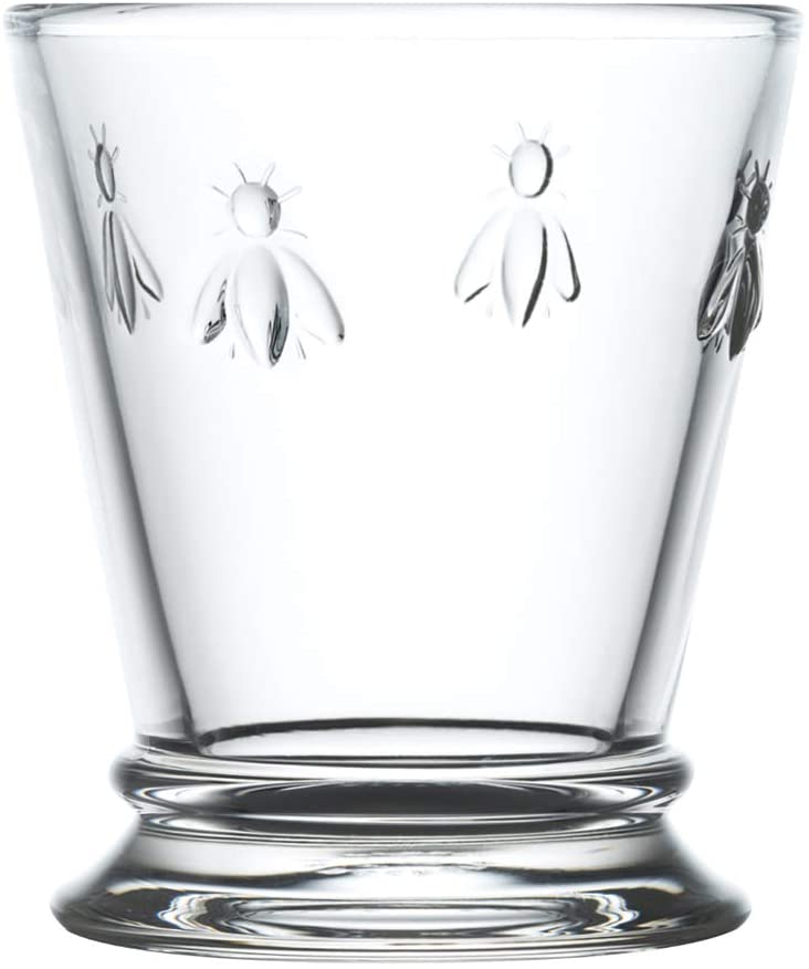 The French Bee Embossed Design - Fine French Glassware, Drinking, Heavy Water Glasses, Dishwasher Safe forJuice Glasses