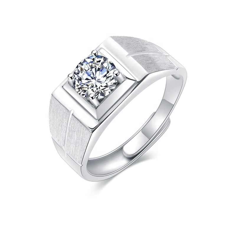 wholesale prices high quality D vvs white 0.5ct 1ct main diamond rings classic S925 silver moissanite Ring for Men