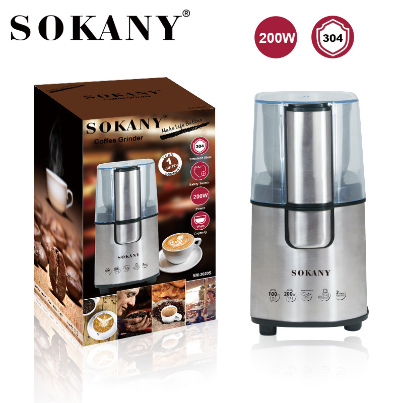 Электрическая кофемолка Zogifts SOKANY с лезвиями из нержавеющей стали, ручная кофемолка, улучшенная Бесшумная моторная кофемолка