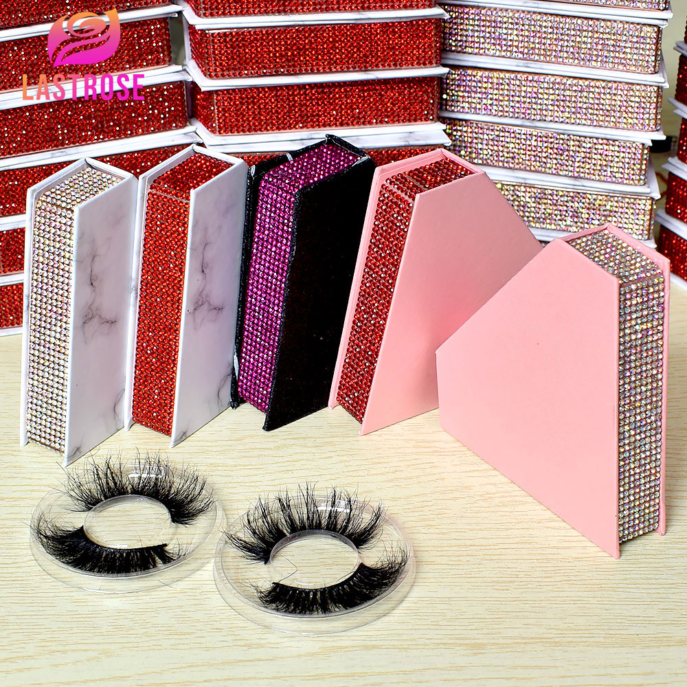 Hot sale low price 25mm mink eyelash packing box, custom eyelash packing with diamond eyelash box