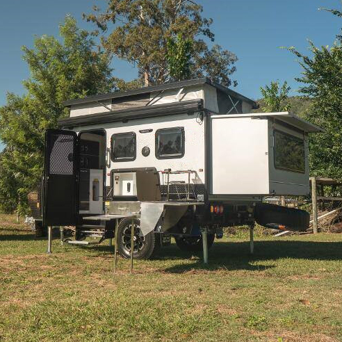 Small 2X2 hybrid camping trailer pop top caravan van with toilet