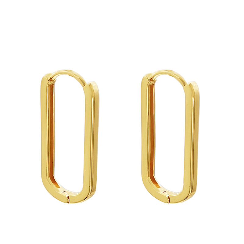Fashion Simple 18k Gold Plated Stainless Steel Geometric U Shape Hoop Earrings For Women