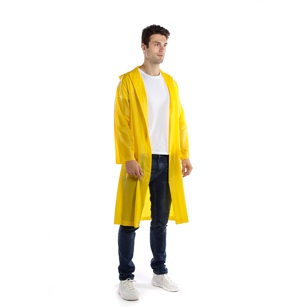 Yellow 0.15MM PVC Poncho High Quality Waterproof Customer Logo Printed Hooded Raincoat