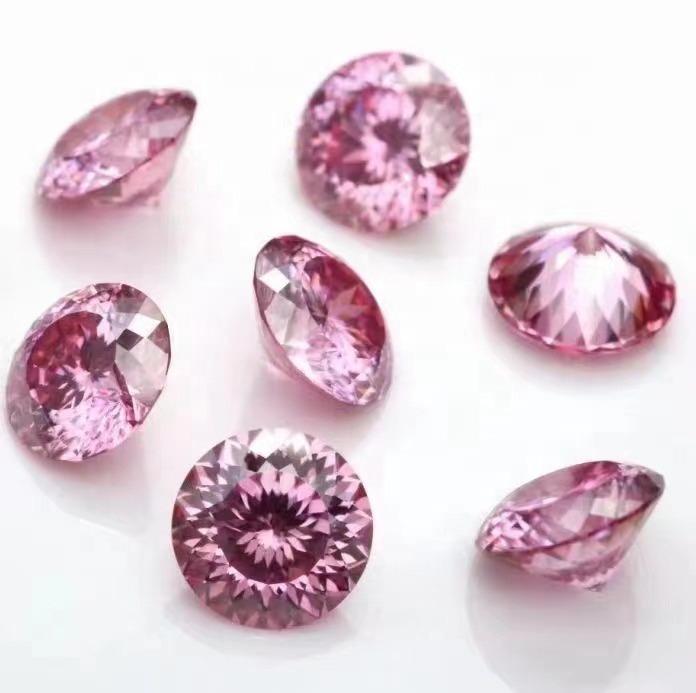 Manufacturer Pink color round Excellent Cut loose moissanite 1ct-6ct GRA Certificate Synthetic moissanite for rings