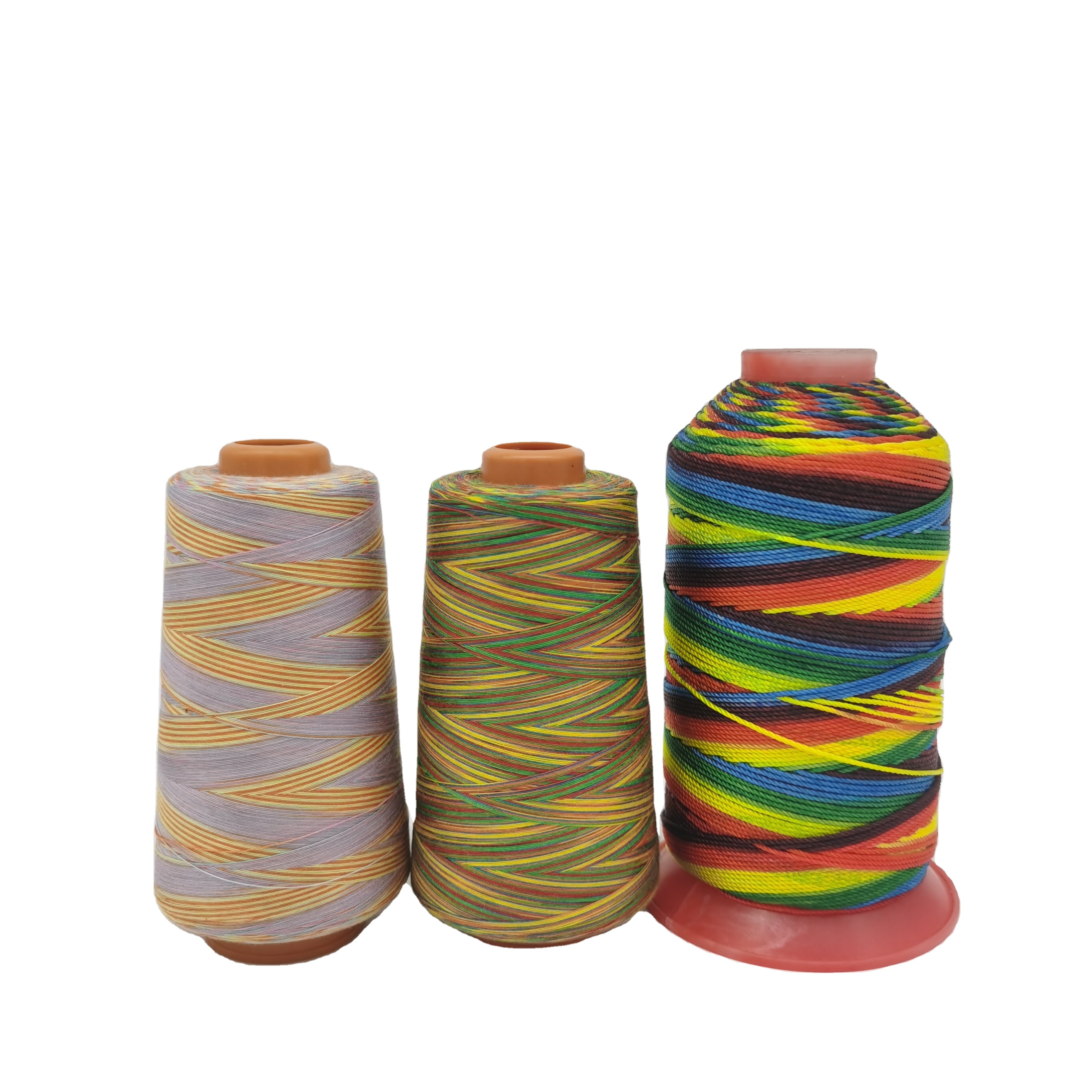 Tex 30 Tex 60 Tex 80 20/2 20/3 40/2 цветная полиэфирная хлопковая нить многоцветный Радужный оверлок нить для домашнего шитья