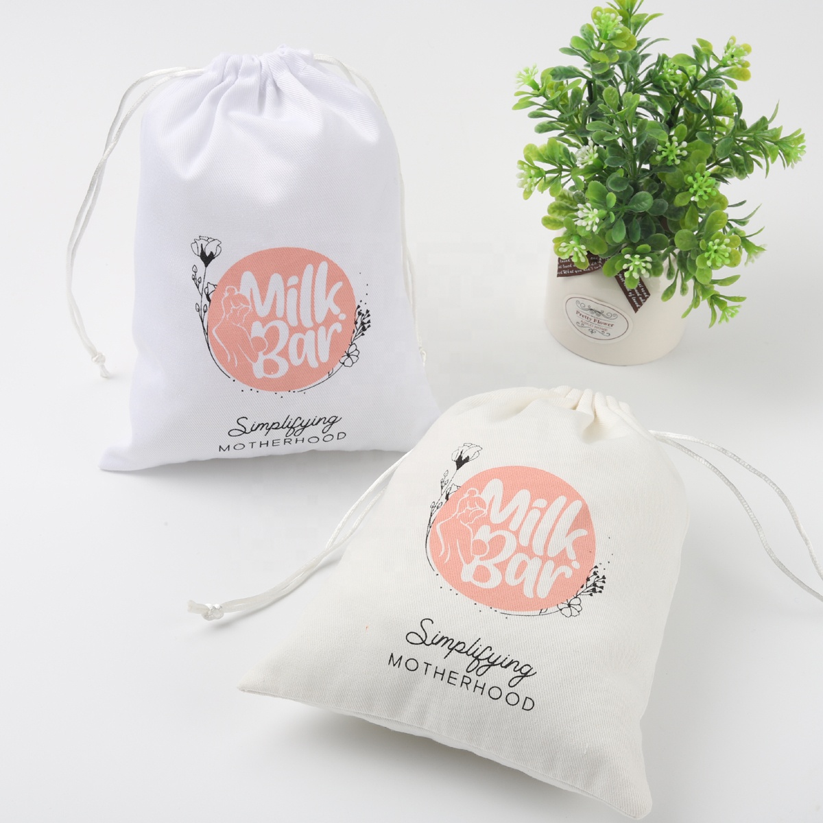 Promotion Cotton Twill Fabric Drawstring Bag New Design Dust Gift Bag For Handbag