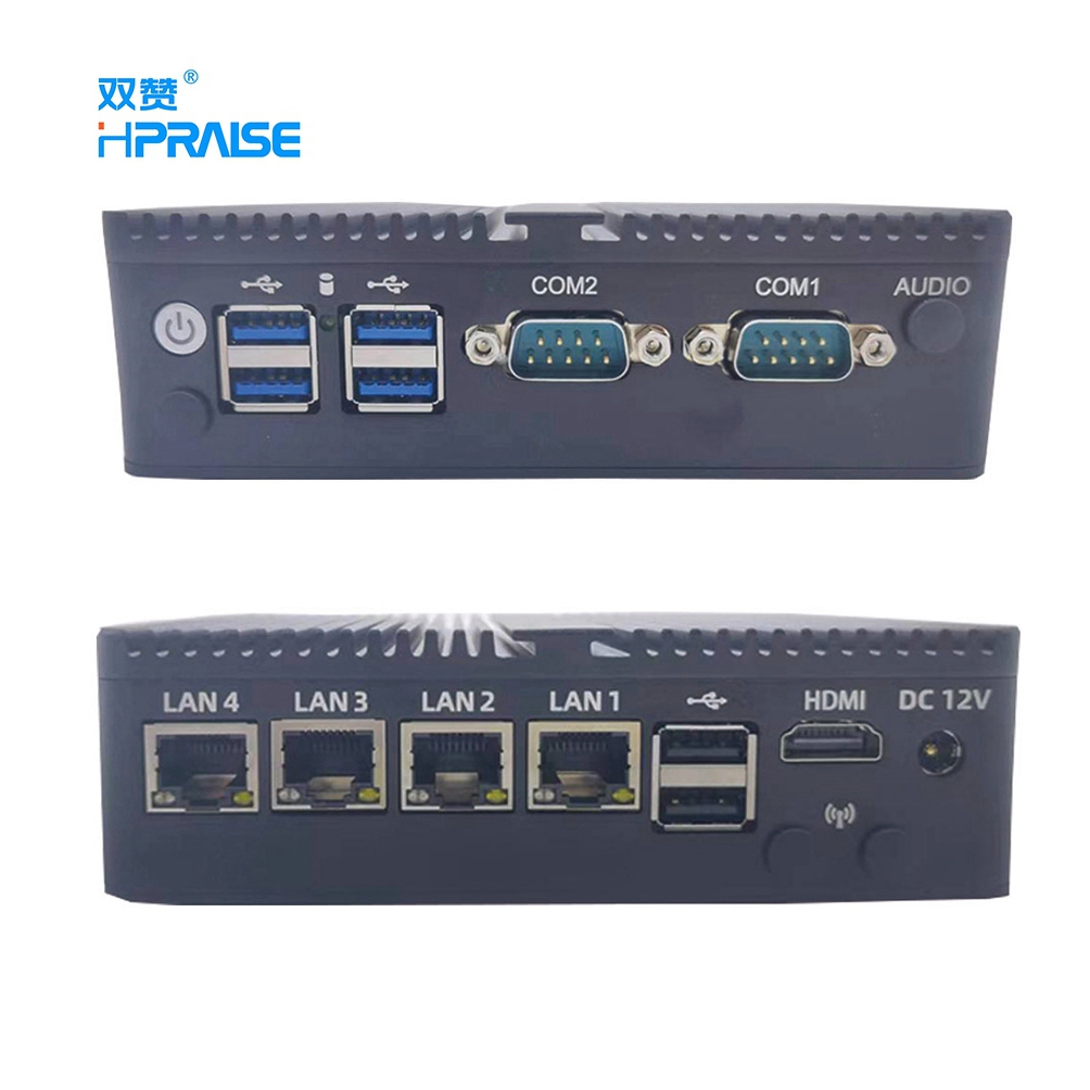 Pfsense межсетевой маршрутизатор J4125 J1900 безвентиляторный промышленный мини-ПК 120 мм * 120 мм 6 USB 4 LAN промышленный мини-компьютер