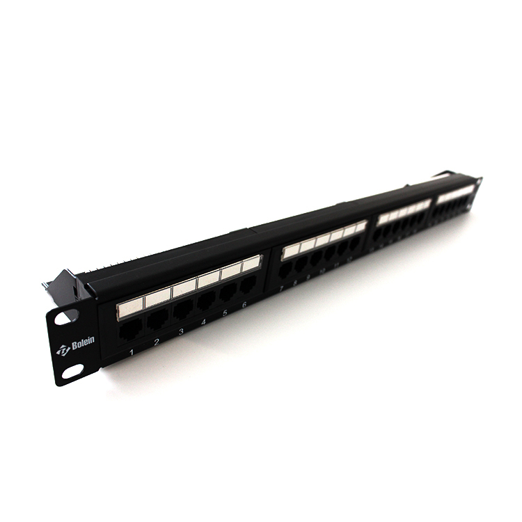 Стандартный 19 дюймов 1U стоечный крона 110 IDC RJ45 типа Jack Cat.6 UTP 24-портовая патч-панель с металлический стержень